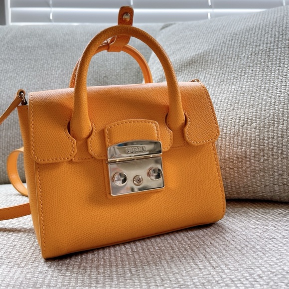 Furla Metropolis Mini Leather Satchel In Giallo - Picture 2 of 7